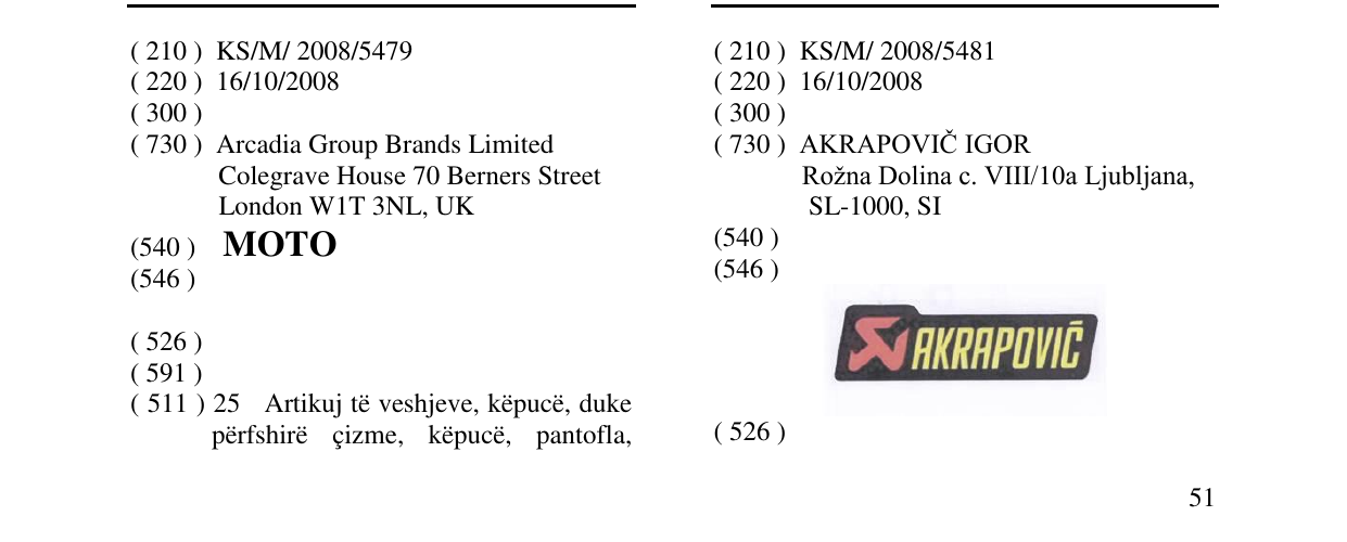 Zëri i markës AKRAPOVIC në buletin
