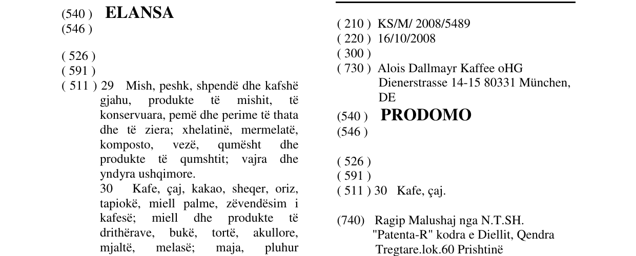 Zëri i markës PRODOMO në buletin