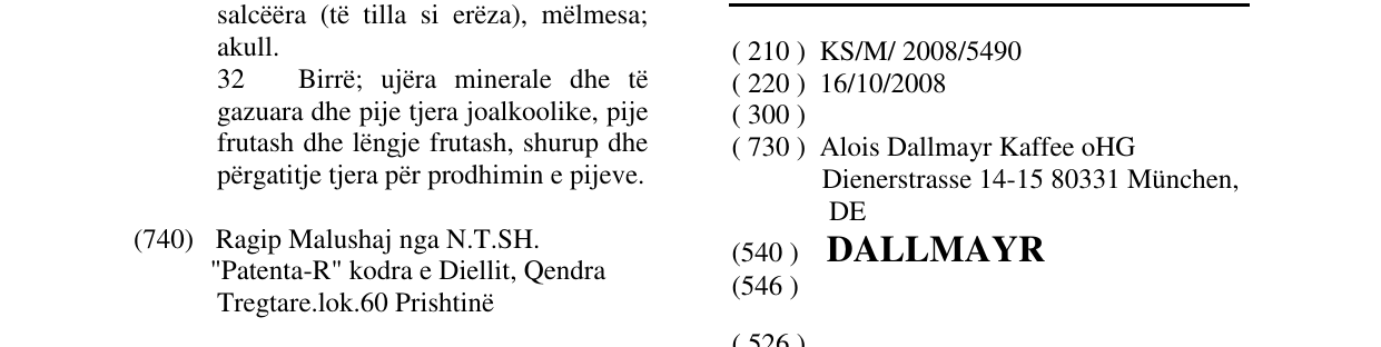 Zëri i markës DALLMAYR në buletin