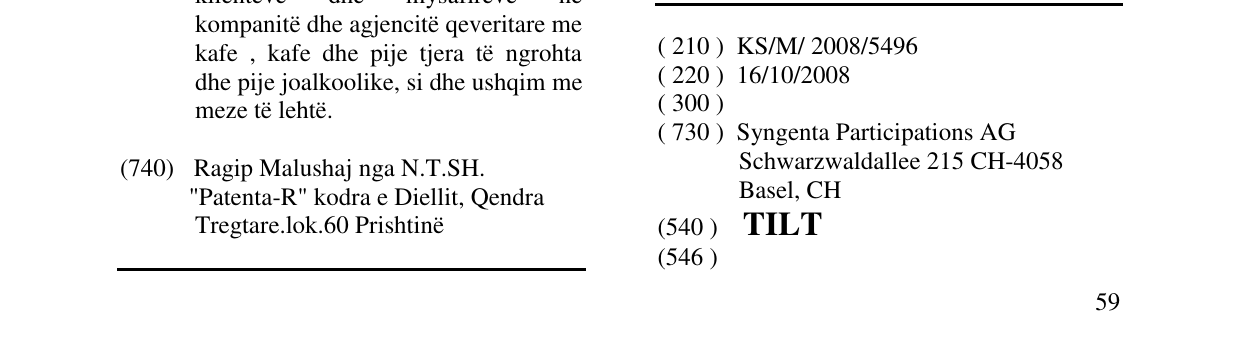 Zëri i markës TILT në buletin