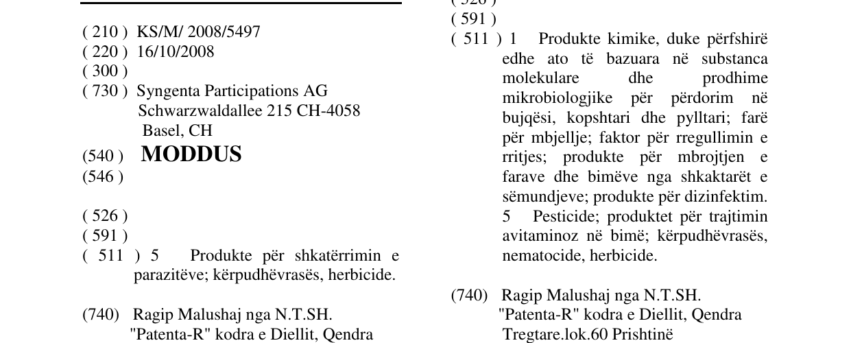 Zëri i markës MODDUS në buletin
