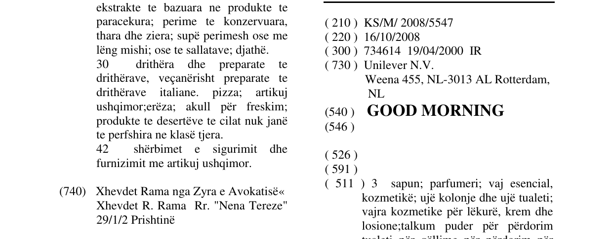 Zëri i markës GOOD MORNING në buletin
