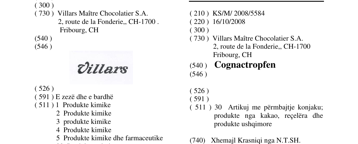Zëri i markës Cognactropfen në buletin