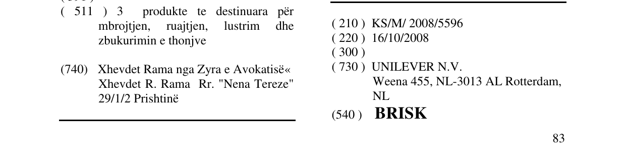 Zëri i markës BRISK në buletin