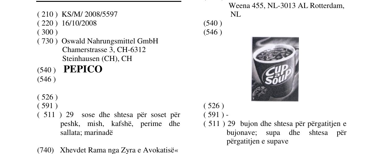Zëri i markës PEPICO në buletin