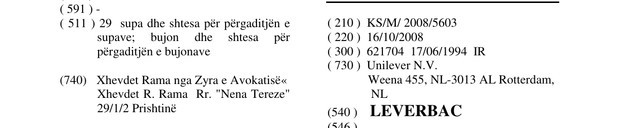 Zëri i markës LEVERBAC në buletin