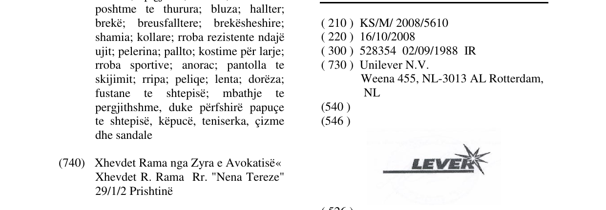 Zëri i markës LEVER në buletin