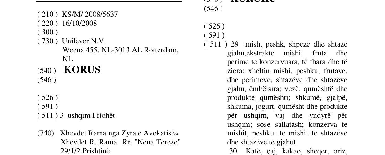 Zëri i markës KORUS në buletin