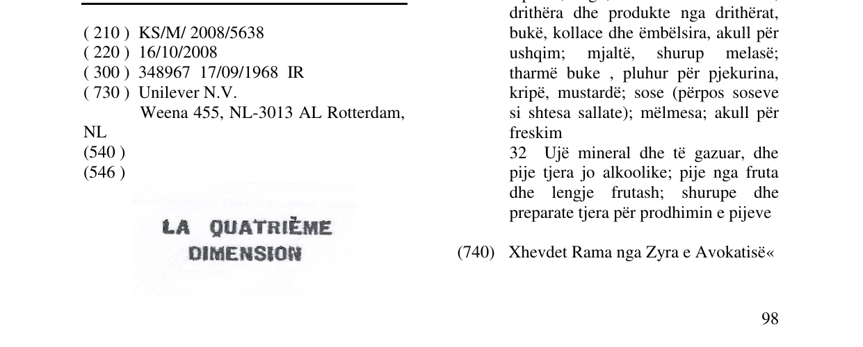 Zëri i markës LA QUATRIÉME DIMENSION në buletin