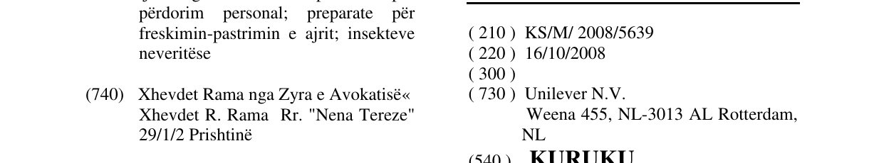 Zëri i markës KURUKU në buletin