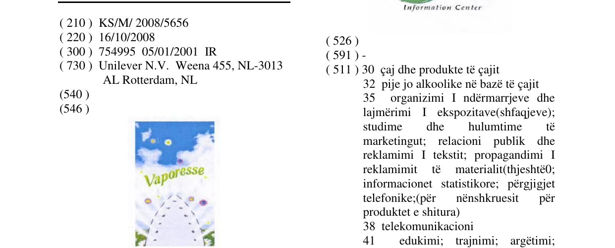 Zëri i markës VAPORESSE në buletin