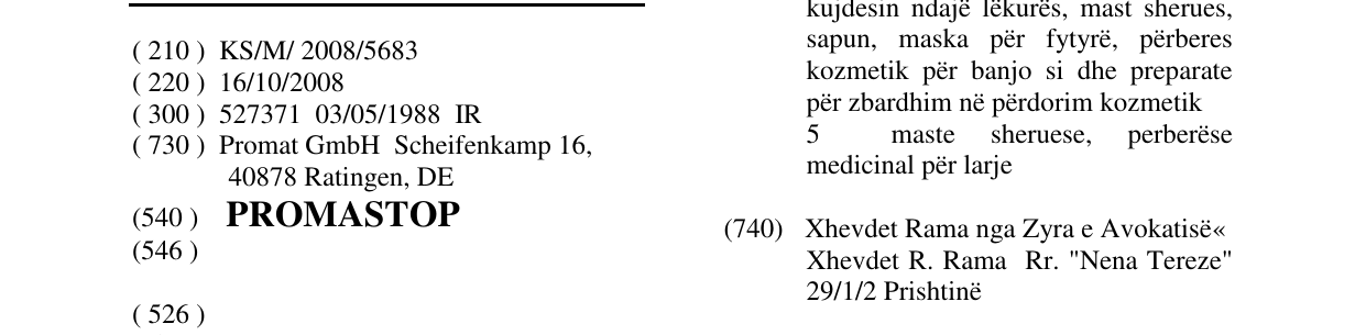 Zëri i markës PROMASTOP në buletin