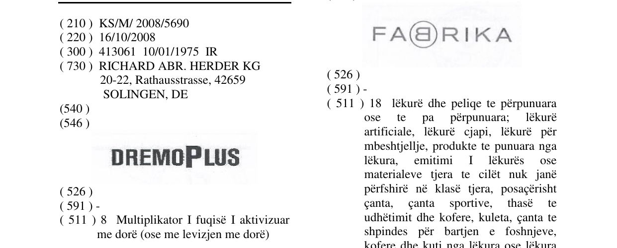 Zëri i markës DREMOPLUS në buletin