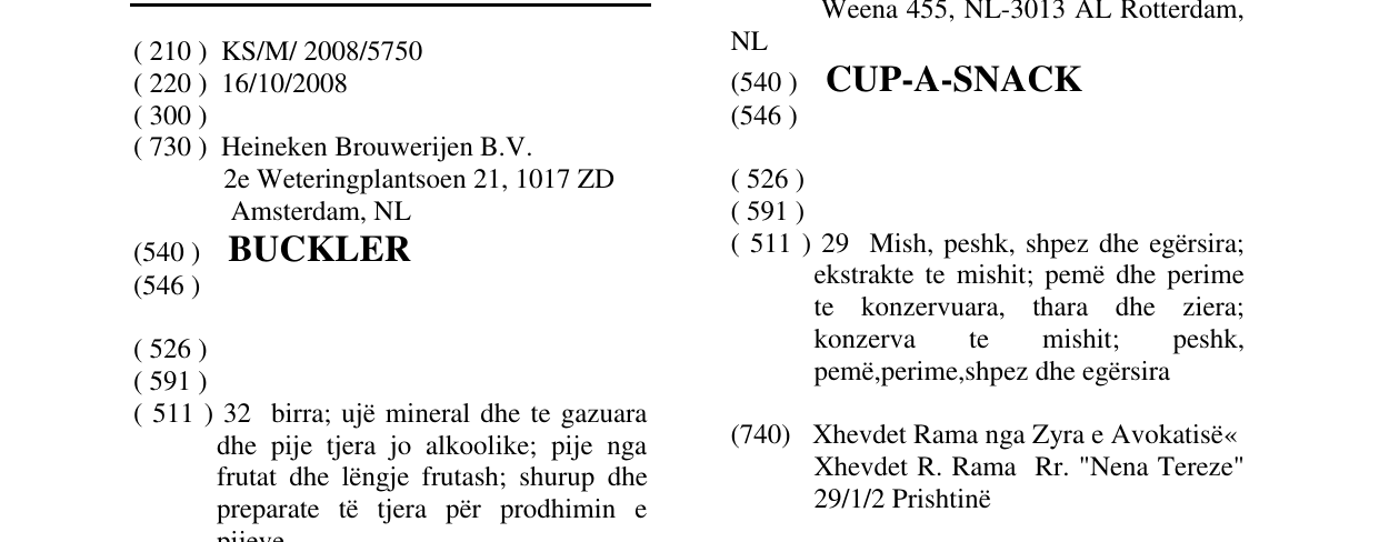 Zëri i markës BUCKLER në buletin