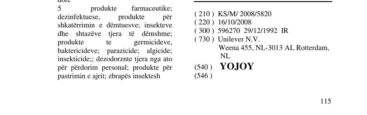 Zëri i markës YOJOY në buletin