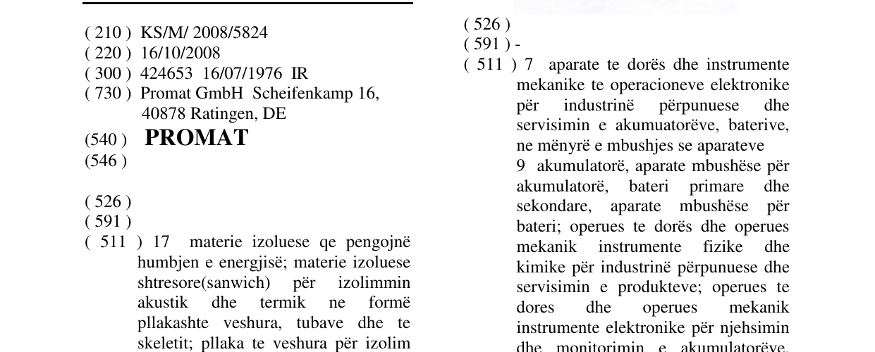 Zëri i markës PROMAT në buletin