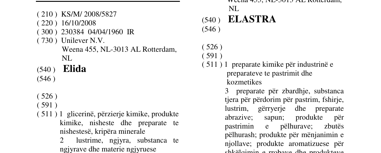 Zëri i markës Elida në buletin
