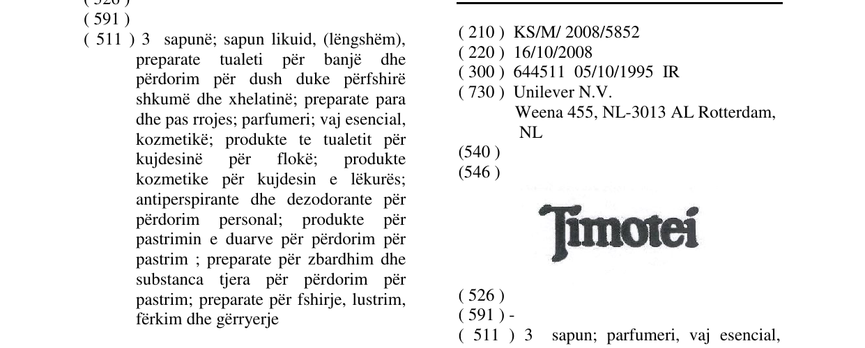 Zëri i markës TIMOTEI në buletin