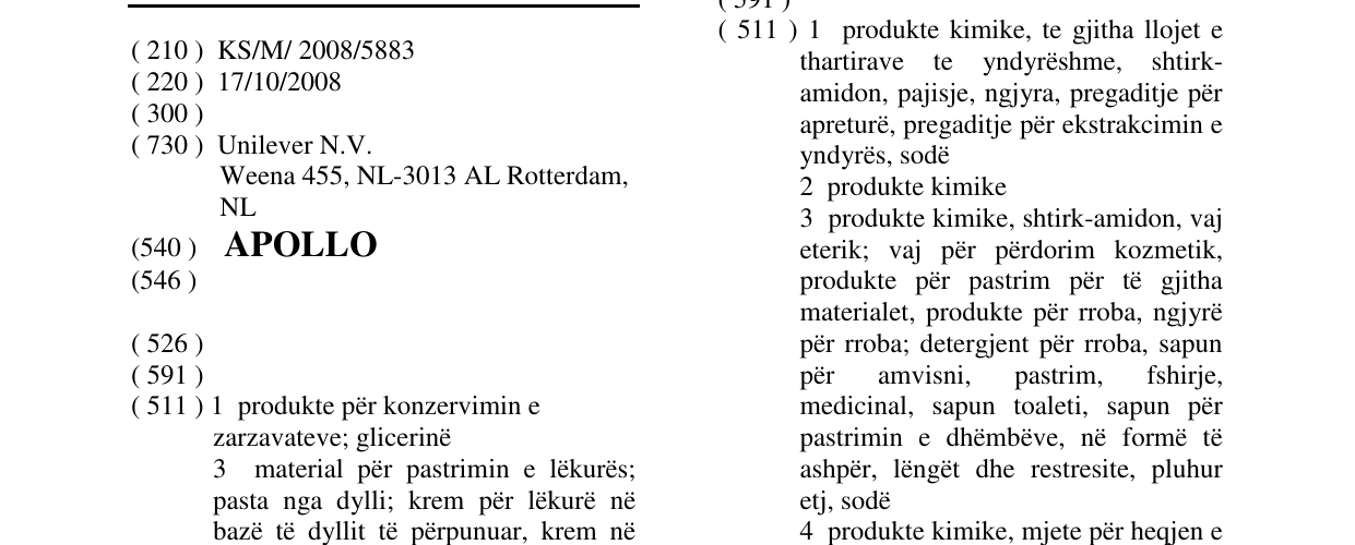 Zëri i markës APOLLO në buletin