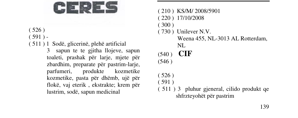 Zëri i markës CIF në buletin