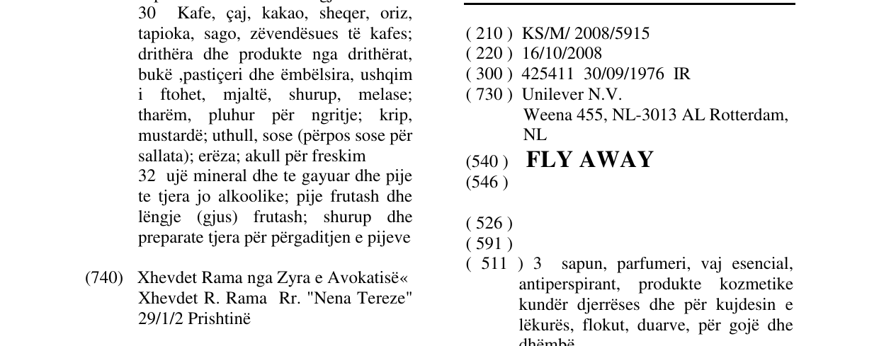 Zëri i markës FLY AWAY në buletin