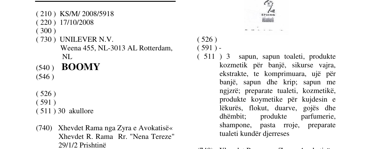 Zëri i markës BOOMY në buletin