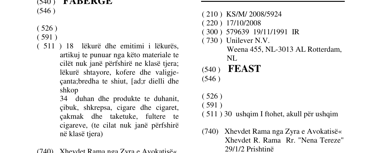 Zëri i markës FEAST në buletin