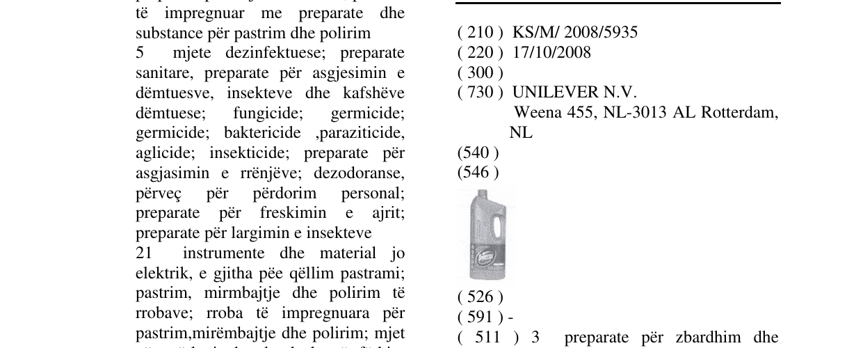 Zëri i markës DOMESTOS BOTTLE & LABEL në buletin