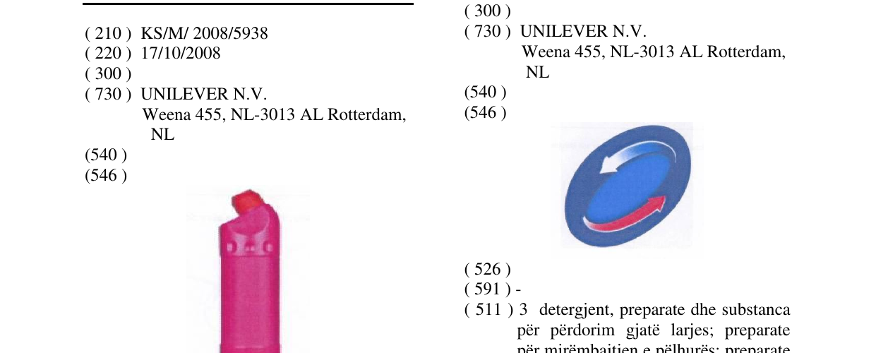 Zëri i markës DOMESTOS BOTTLE SHAPE në buletin