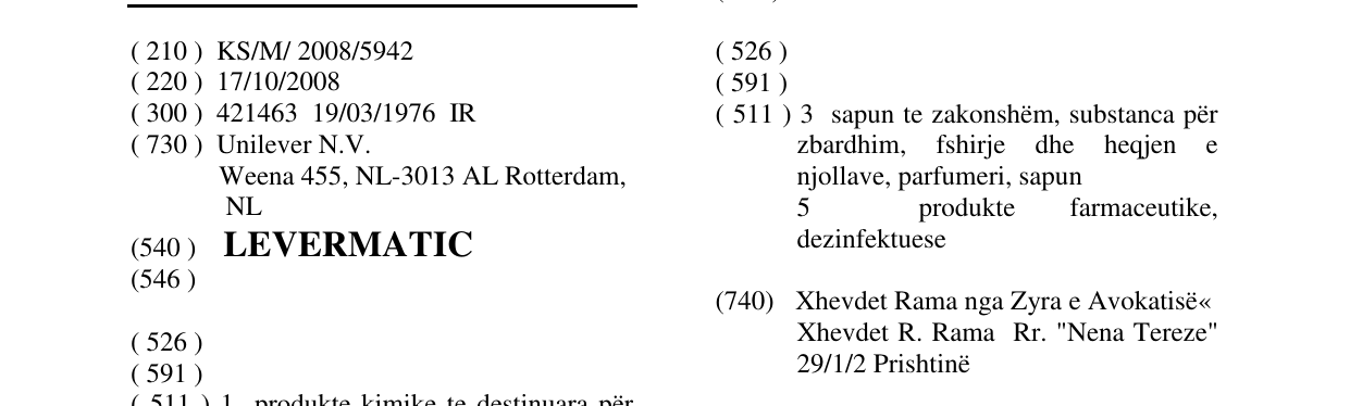 Zëri i markës LEVERMATIC në buletin