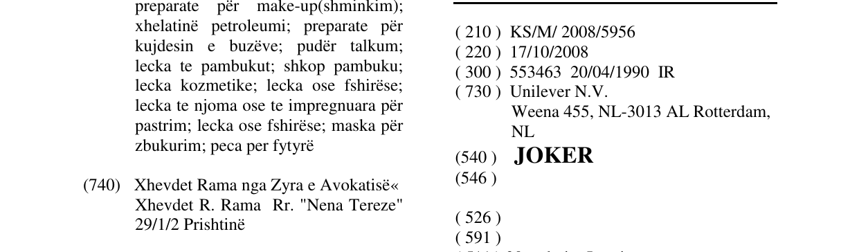 Zëri i markës JOKER në buletin