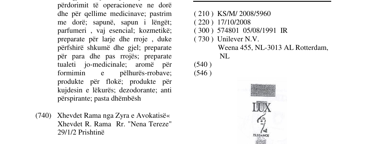Zëri i markës LUX ELEGANCE në buletin