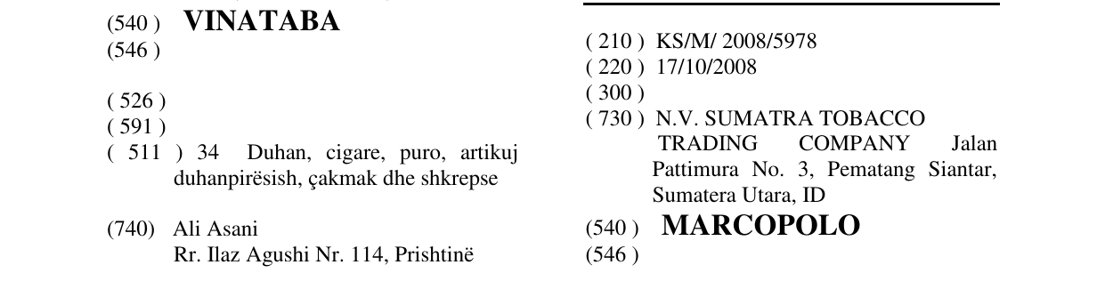 Zëri i markës MARCOPOLO në buletin