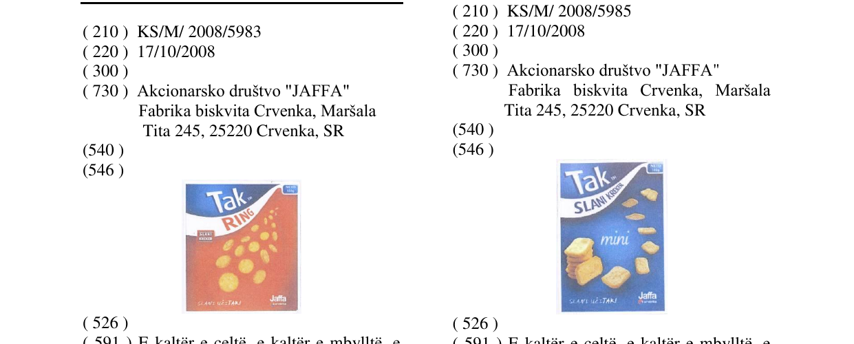 Zëri i markës TAK RING në buletin