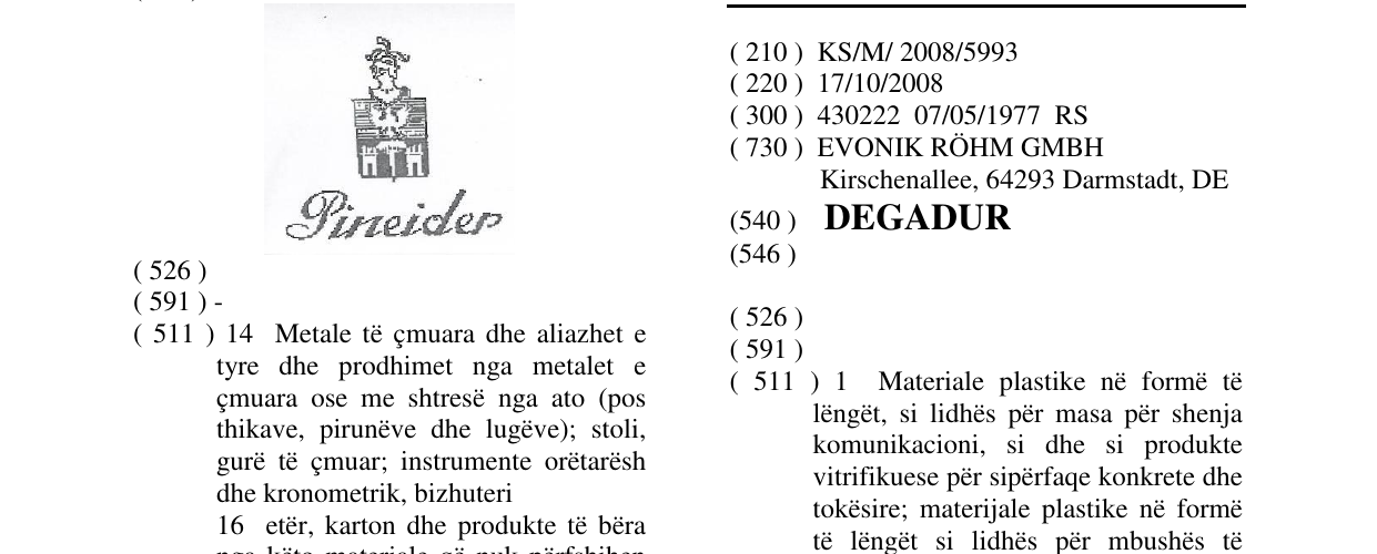 Zëri i markës DEGADUR në buletin