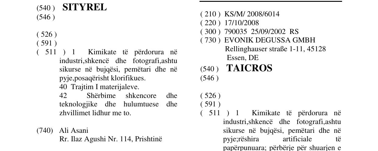 Zëri i markës TAICROS në buletin