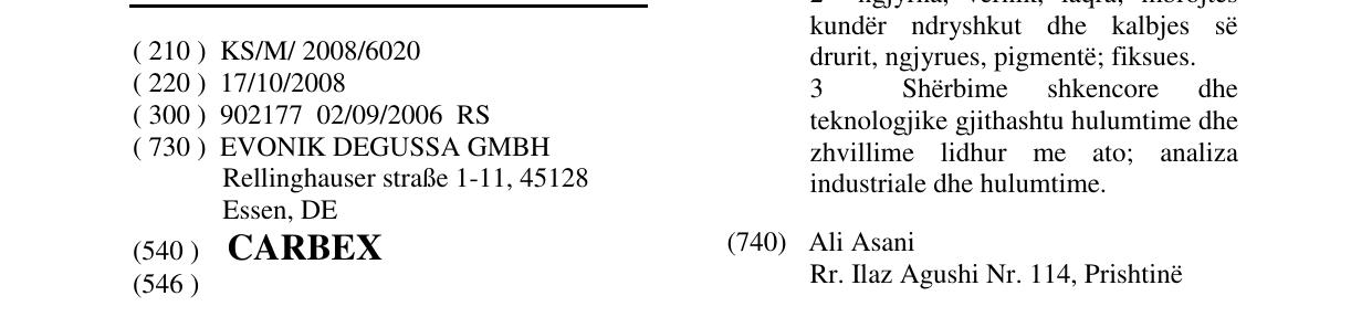 Zëri i markës CARBEX në buletin