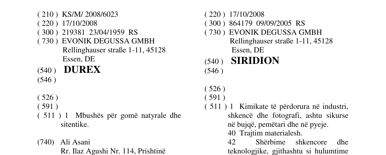 Zëri i markës DUREX në buletin