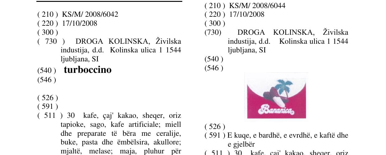 Zëri i markës turboccino në buletin