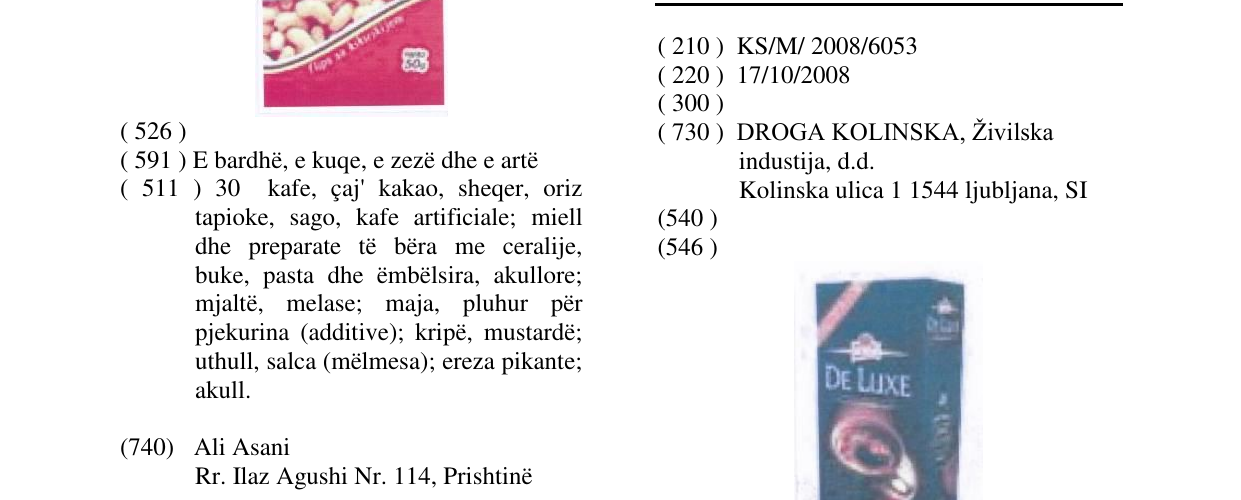 Zëri i markës DE LUXE në buletin