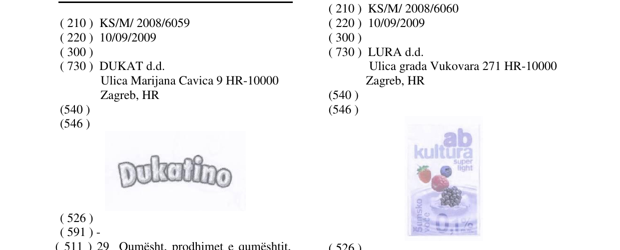 Zëri i markës DUKATINO në buletin