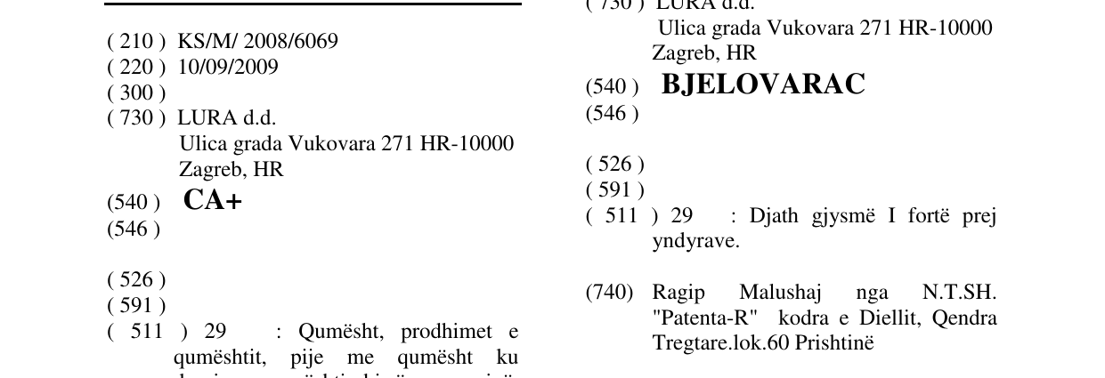 Zëri i markës CA+ në buletin