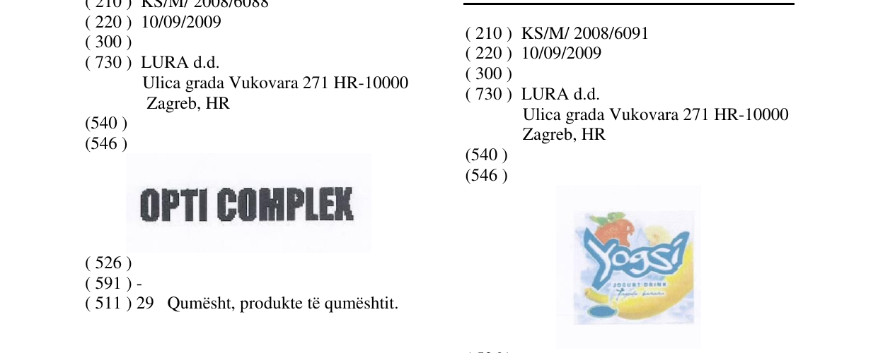 Zëri i markës YOGSI në buletin