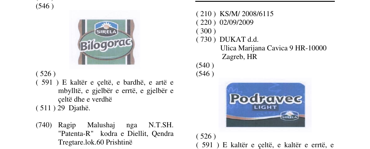 Zëri i markës PODRAVEC LIGHT në buletin