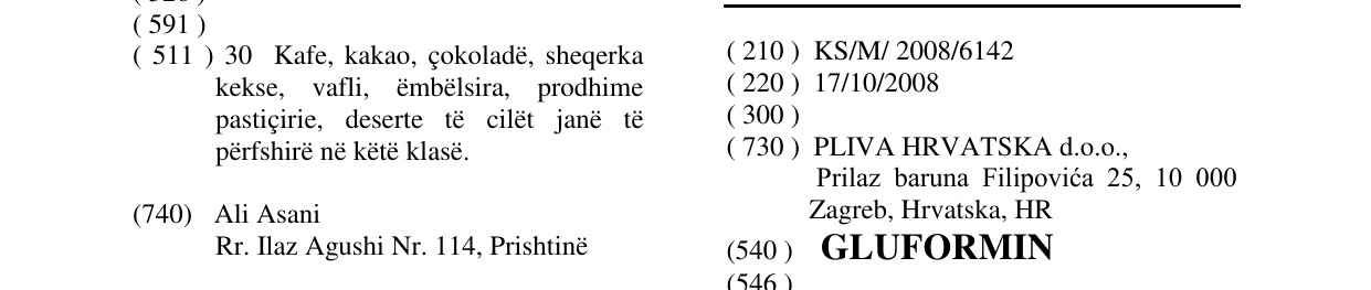 Zëri i markës GLUFORMIN në buletin