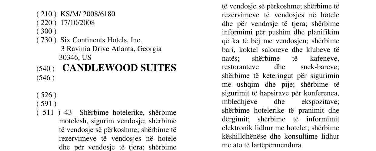 Zëri i markës CANDLEWOOD SUITES në buletin