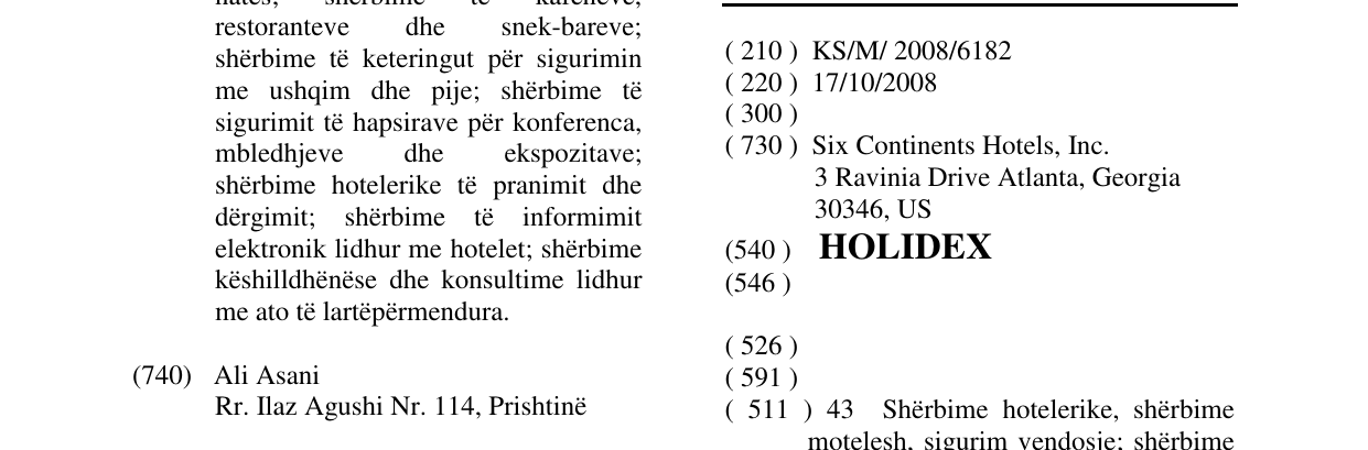 Zëri i markës HOLIDEX në buletin