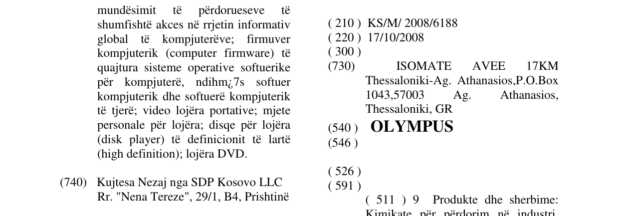 Zëri i markës OLYMPUS në buletin