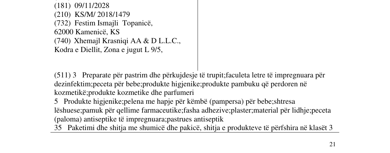 Zëri i markës Tina në buletin