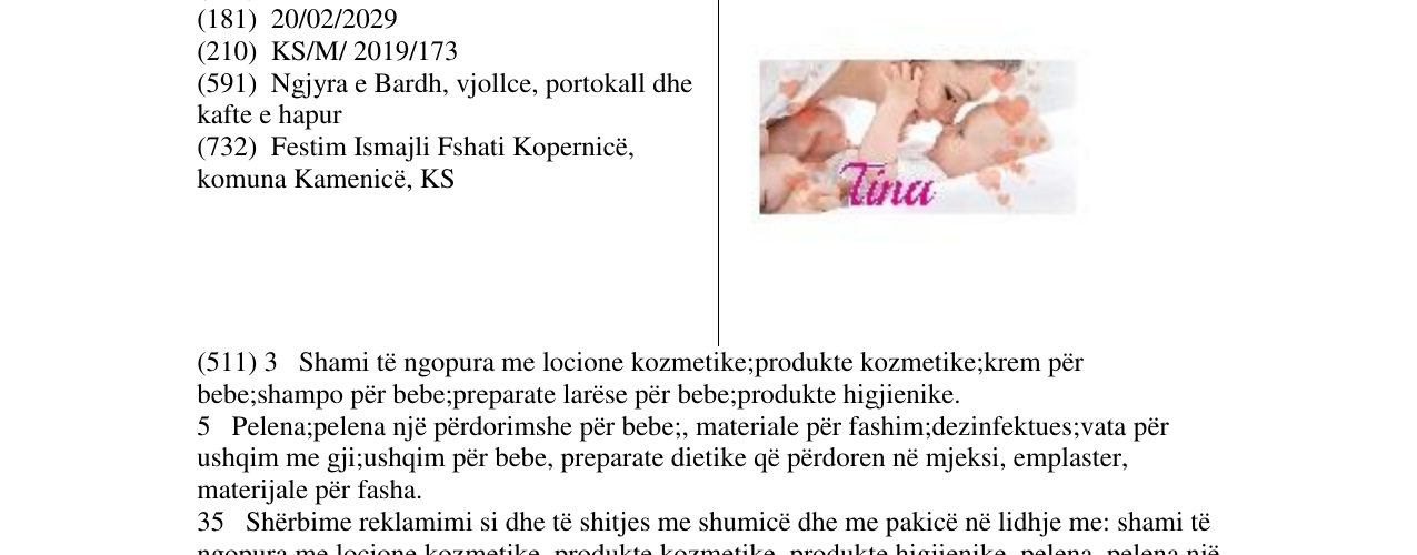 Zëri i markës Tina në buletin